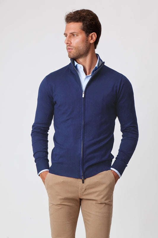 Royal Blue Cashmere og Merino Uld lynlås