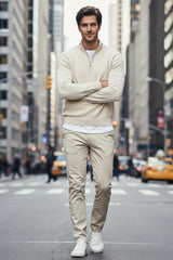  Mezza Zip Beige Chiaro