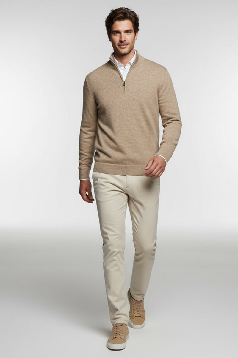 Mezza Zip in Viscosa Beige