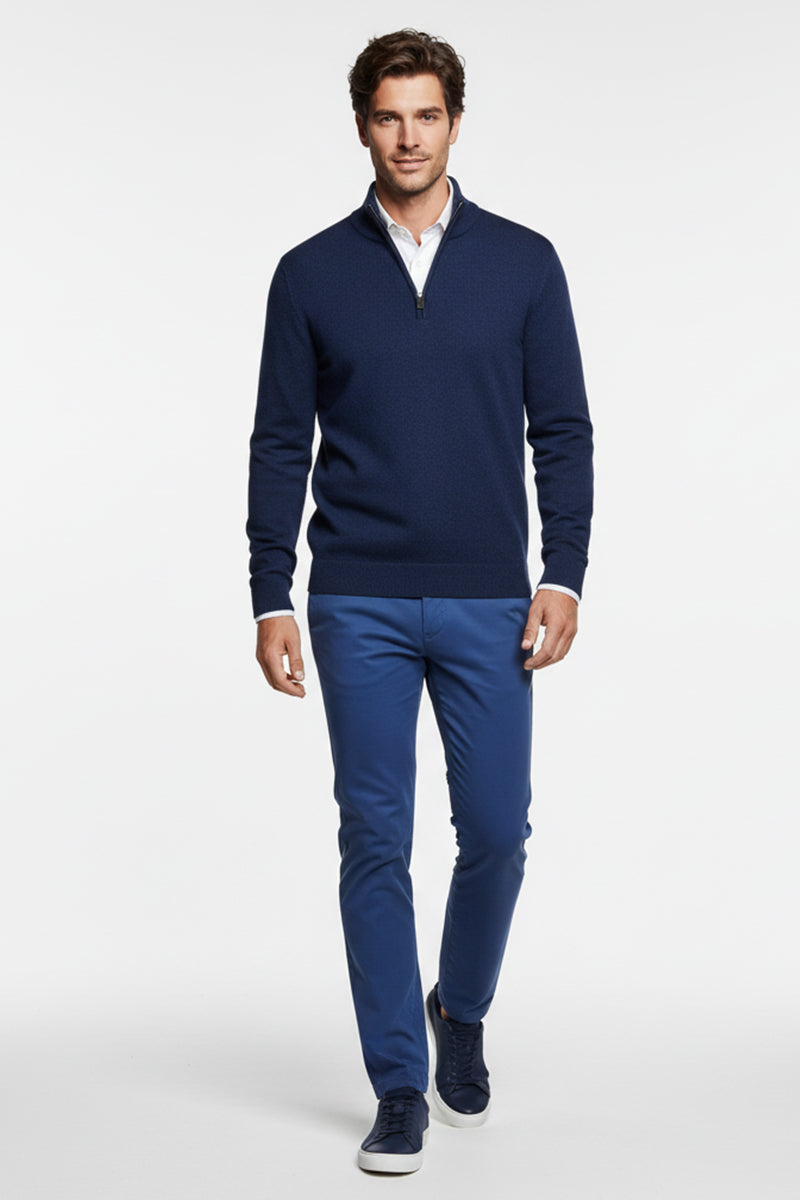 Mezza Zip Blue Royal Cashmere e Lana Merinos