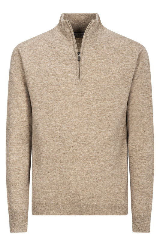 Half zip in beige viscose