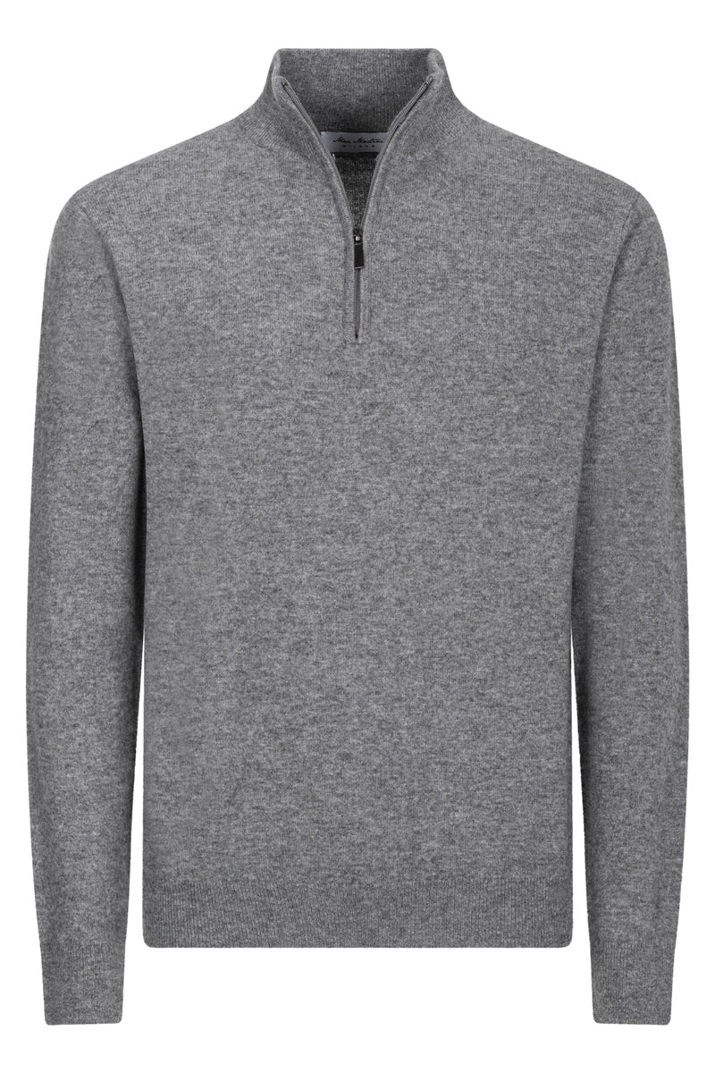 Half zip in medium gray viscose
