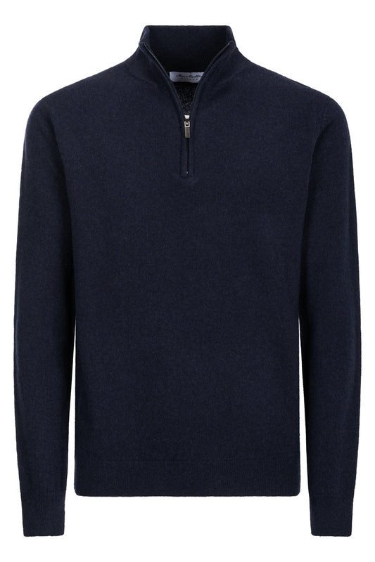 Half zip in viscose blue navy