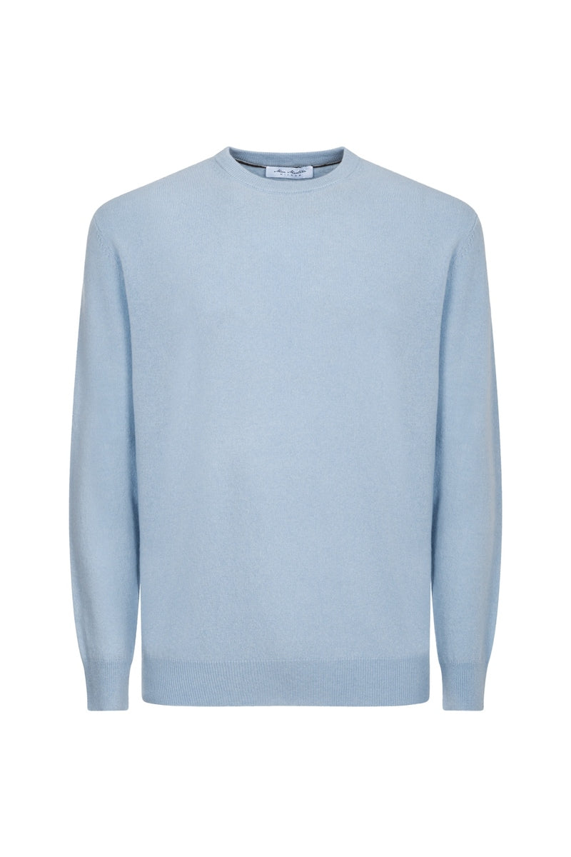 Girocollo Celeste Cashmere e Lana Merinos