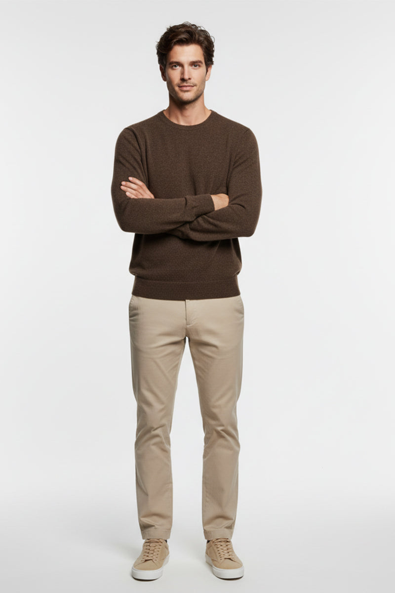 Girocollo Marrone Cashmere e Lana Merinos