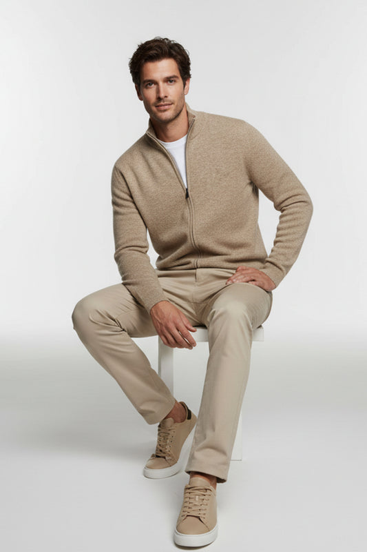 Zip Beige Cashmere e Lana Merinos