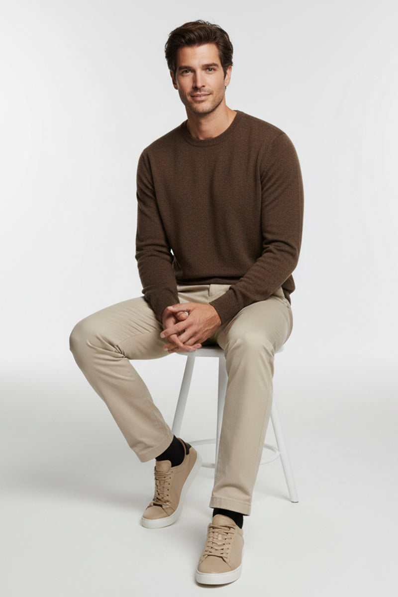 Girocollo Marrone Cashmere e Lana Merinos