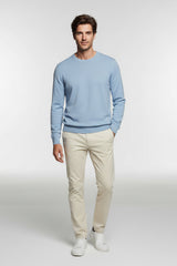 Girocollo Celeste Cashmere e Lana Merinos