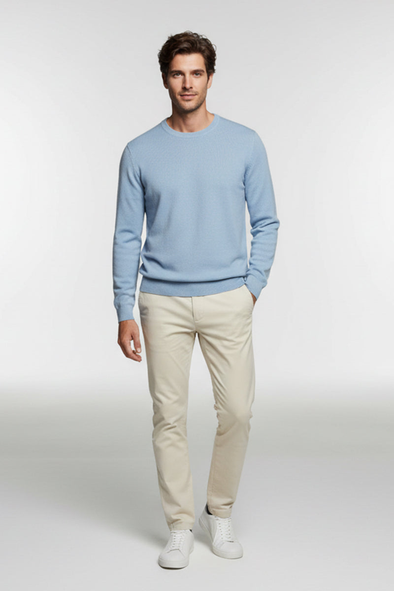 Girocollo Celeste Cashmere e Lana Merinos