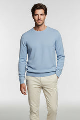 Girocollo Celeste Cashmere e Lana Merinos