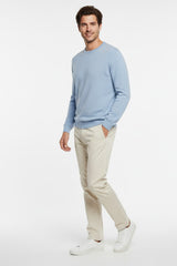 Girocollo Celeste Cashmere e Lana Merinos
