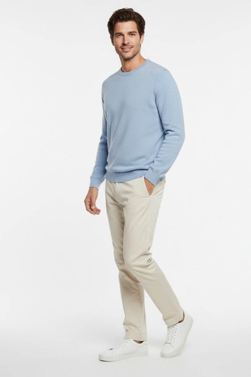 Girocollo Celeste Cashmere e Lana Merinos