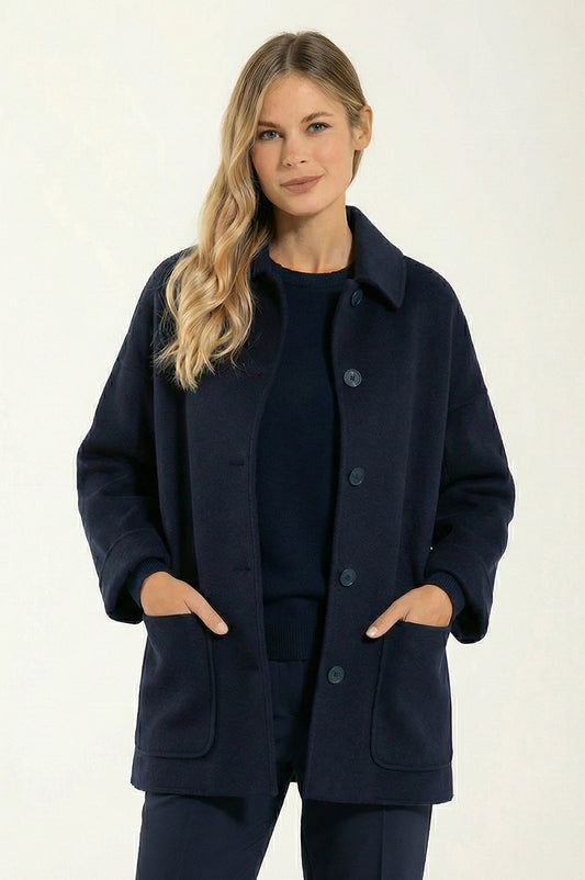 Giacca Camicia Fresco Lana Blue