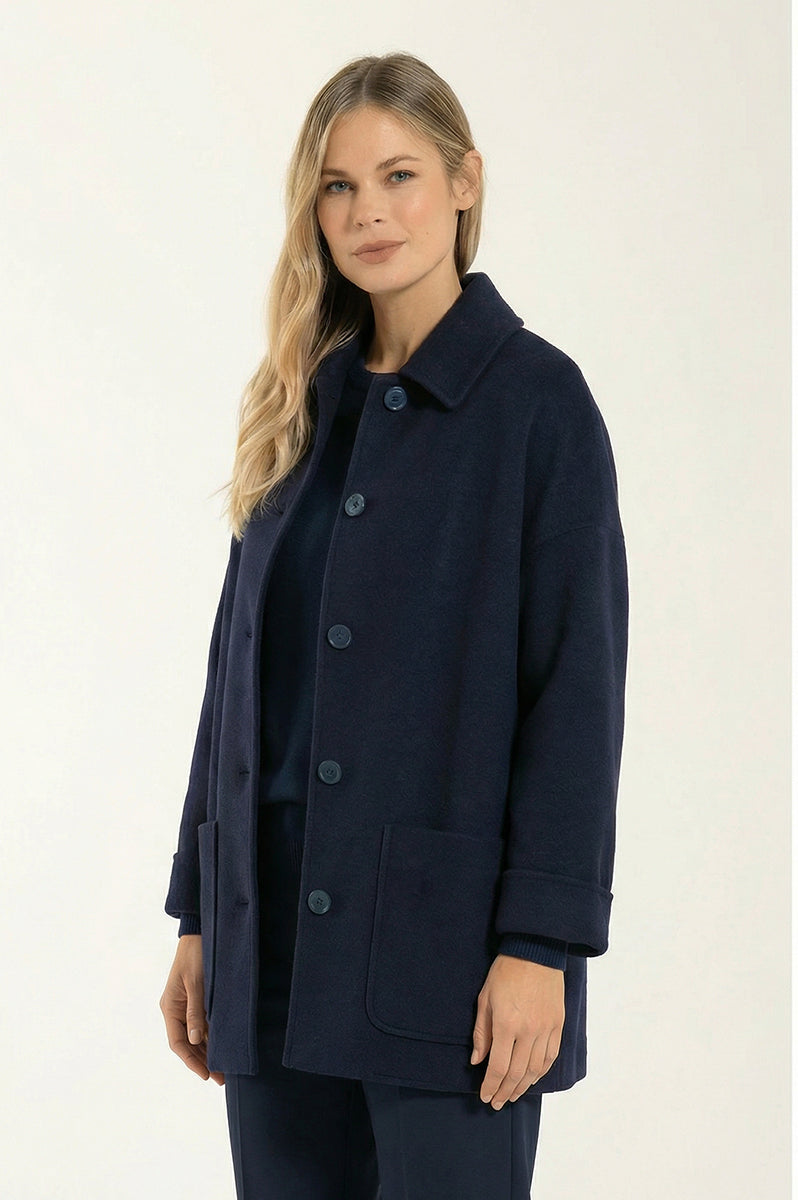 Giacca Camicia Fresco Lana Blue