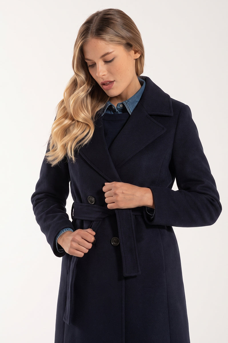 Blauer Wollmantel