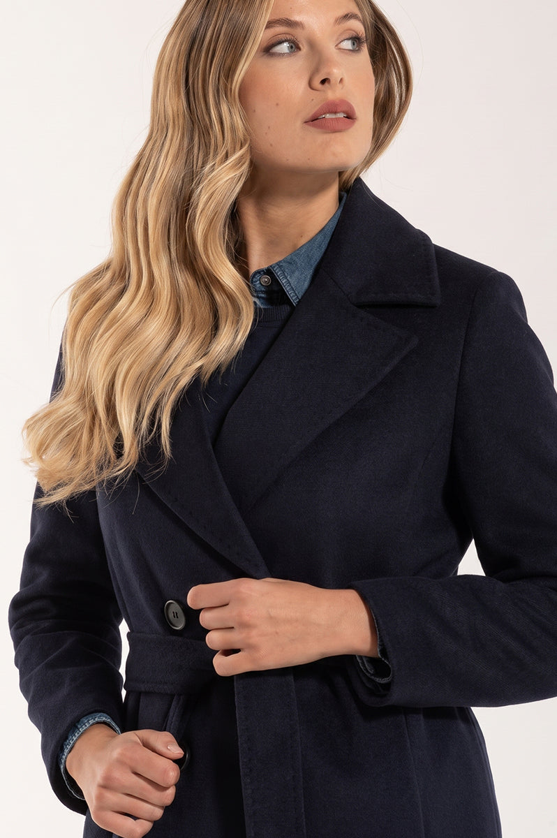 Blauer Wollmantel