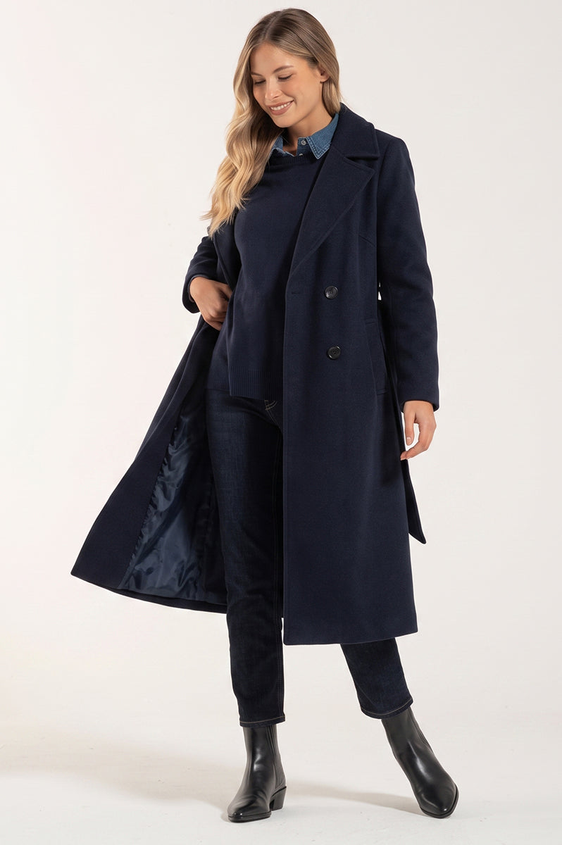 Blauer Wollmantel
