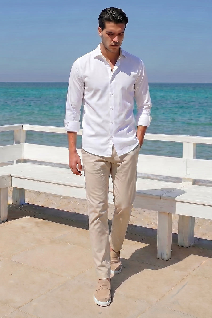 Pack Camicia Bianca e Pantaloni Beige