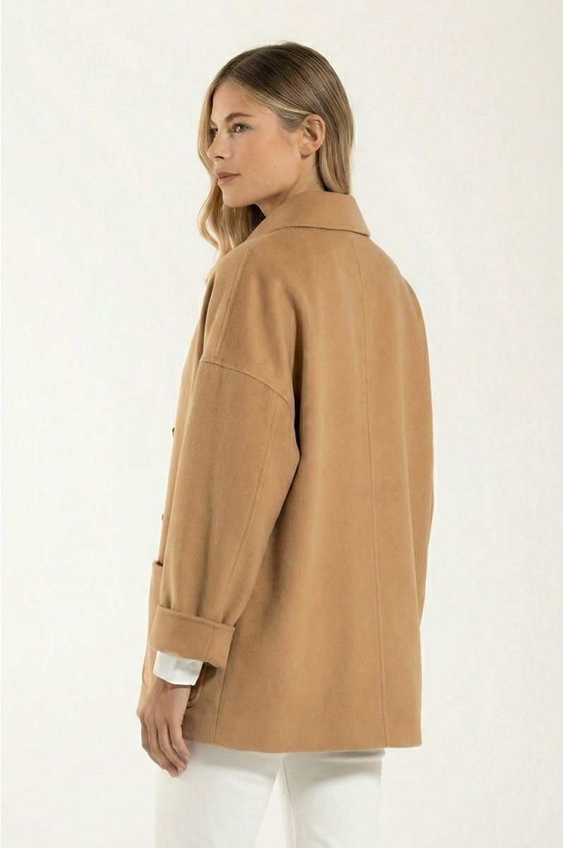 Giacca Camicia Fresco Lana Camel