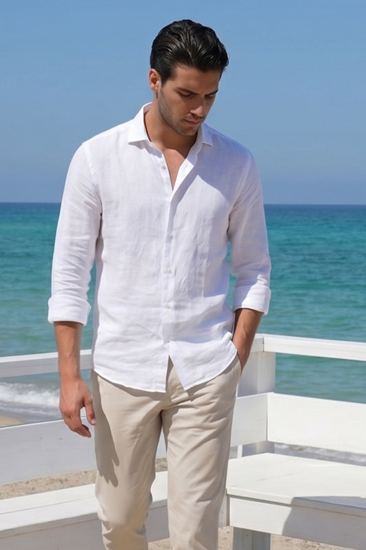 Camicia Puro Lino Bianca