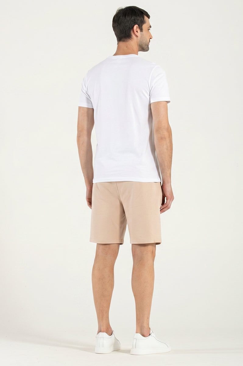 Bermuda Felpato in Cotone Beige