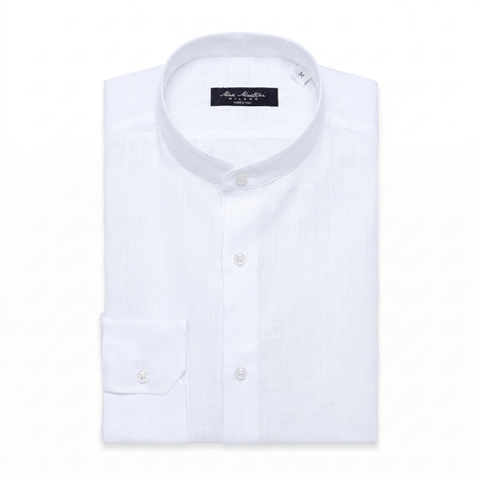 Pure Linen Mao White Shirt