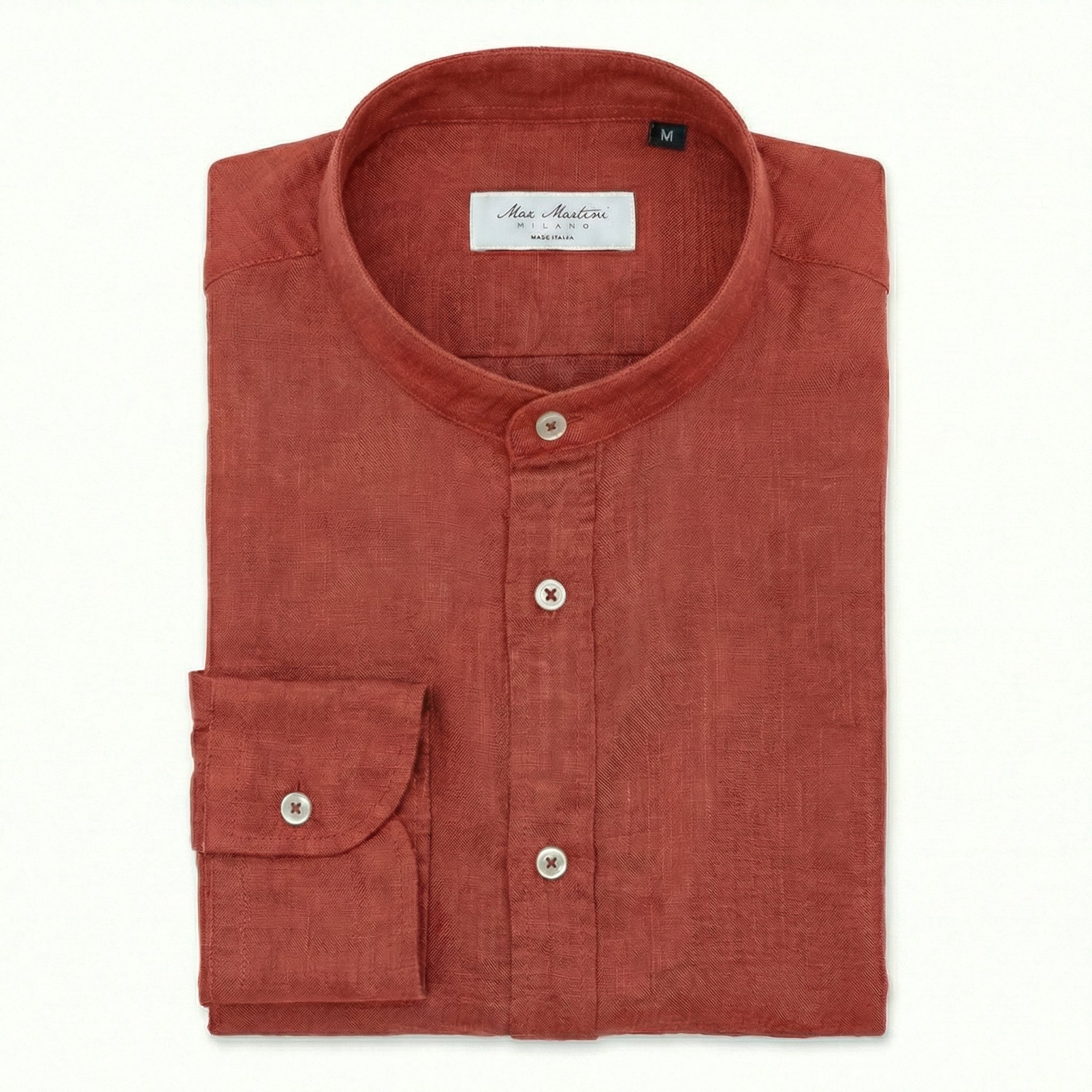 Mao-skjorta i rent linne i jordfärg