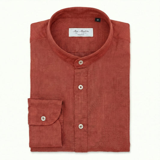Camicia Puro Lino Mao Colore Terra