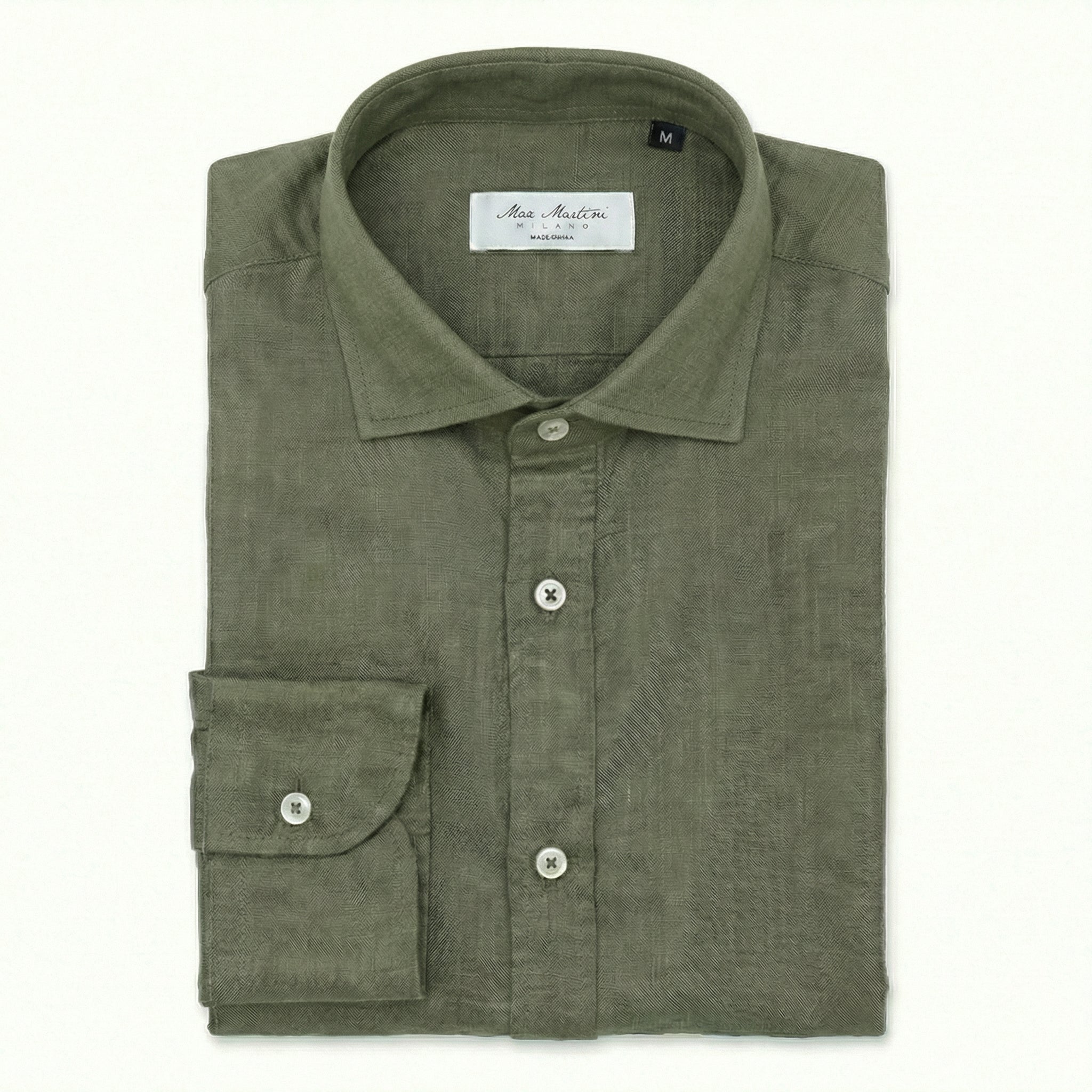 Camicia Puro Lino Verde Olivo