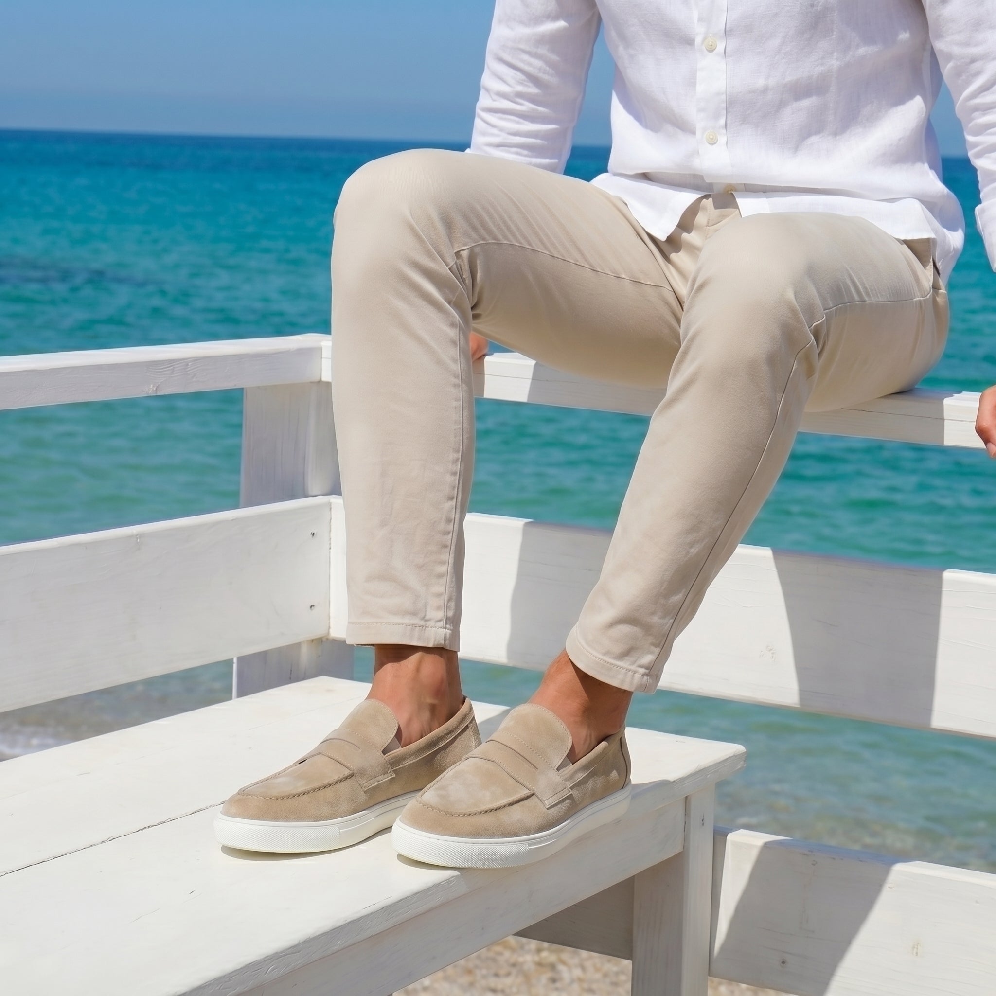 Men's Suede Moccasins Made in Italy Beige €79.99