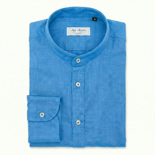 Camicia Puro Lino Mao Turchese