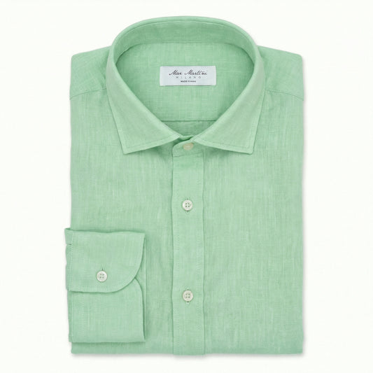 Camicia Puro Lino Verde Mare