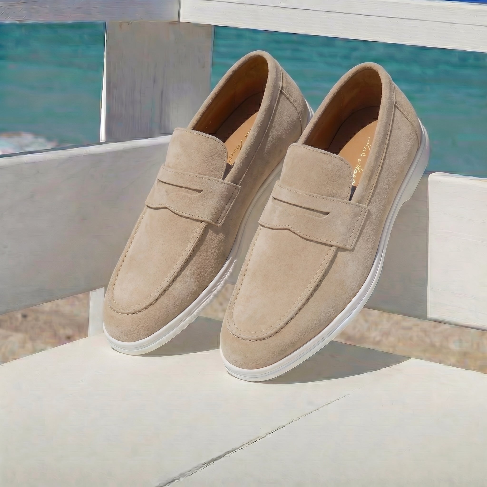 Mocassins beiges Monte Carlo haut de gamme