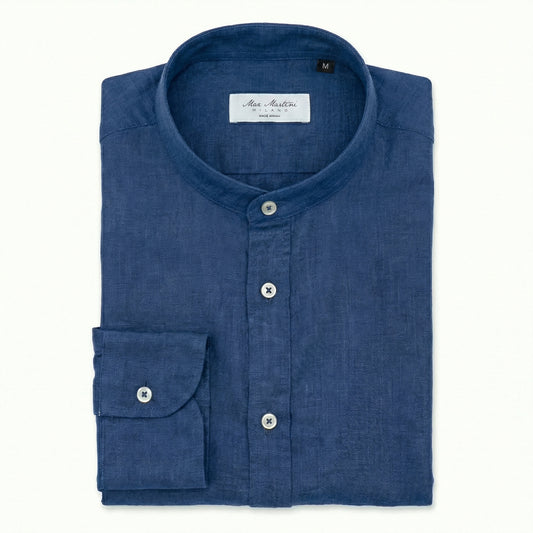 Camicia Puro Lino Mao Blu