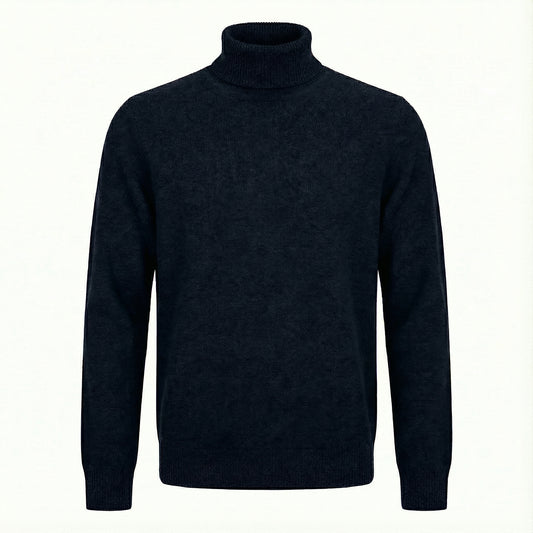Col montant en laine mélangée bleue