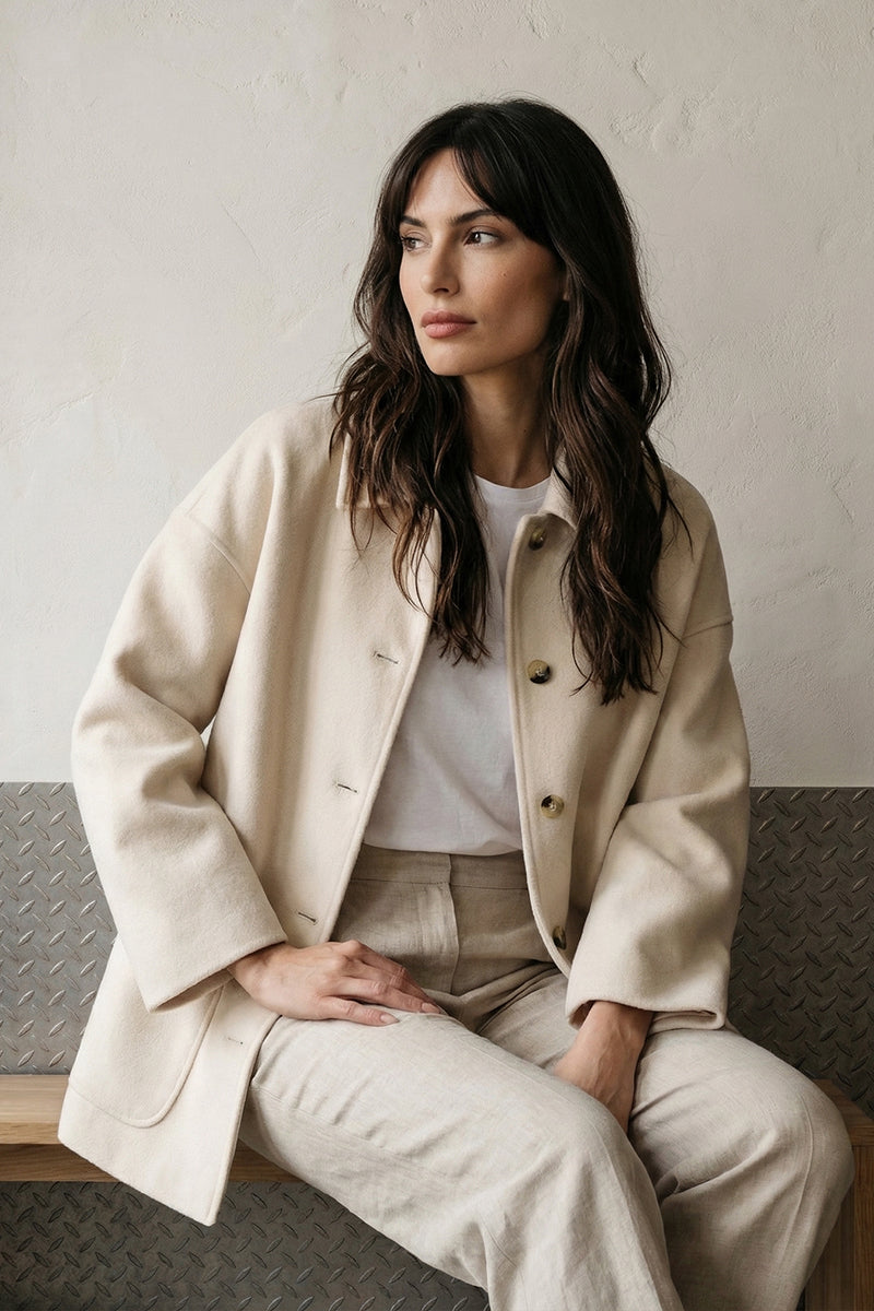 Fresco Wool Cream Shirt Jacka