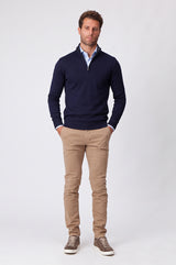 Mezza Zip Blue Navy Cashmere & Merinos