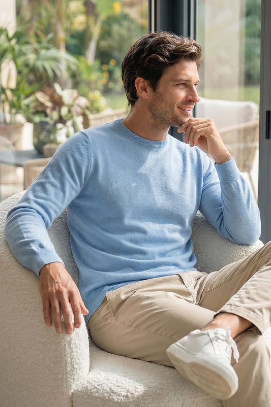 Maglione in Cotone Primavera Estate Celeste