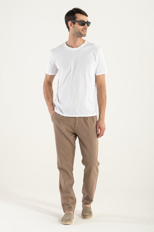Pantalones de camello lino