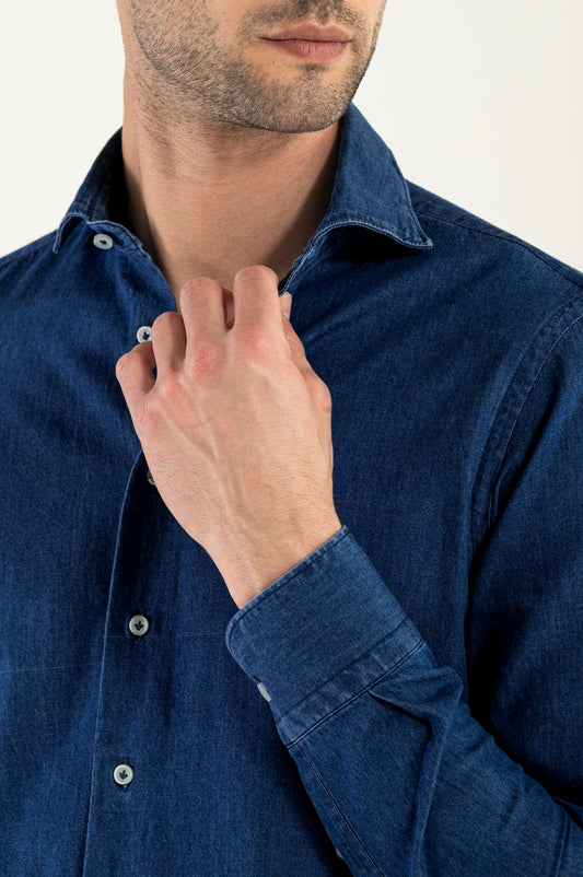 Camicia Jeans Scuro Uomo
