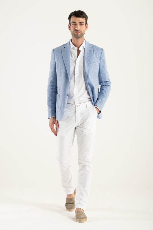 Abito Spezzato Celeste/Bianco Lino Cotone