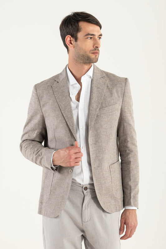 Lino/Cotton Blazer Camel
