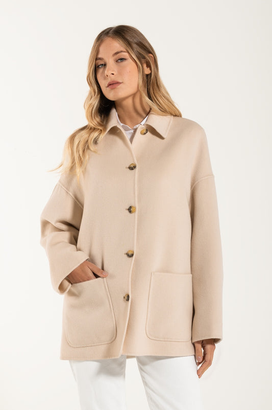 New Beige Wool Jacket Coat