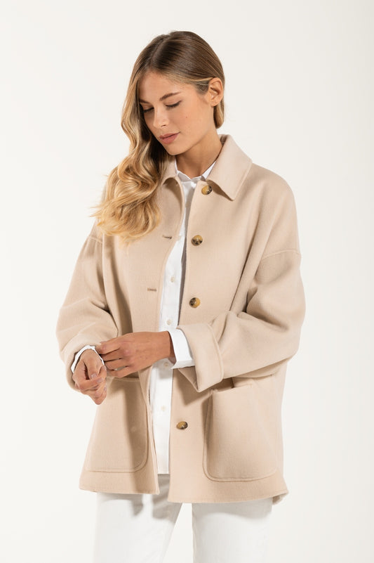 New Beige Wool Jacket Coat