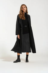 Cappotto Lungo Nero Cashmere e Lana