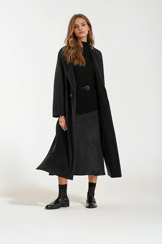 Cappotto Lungo Nero Cashmere e Lana