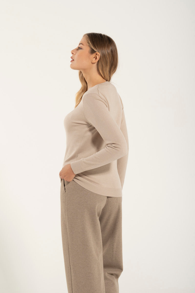 Girocollo Cashmere e Merino Crema