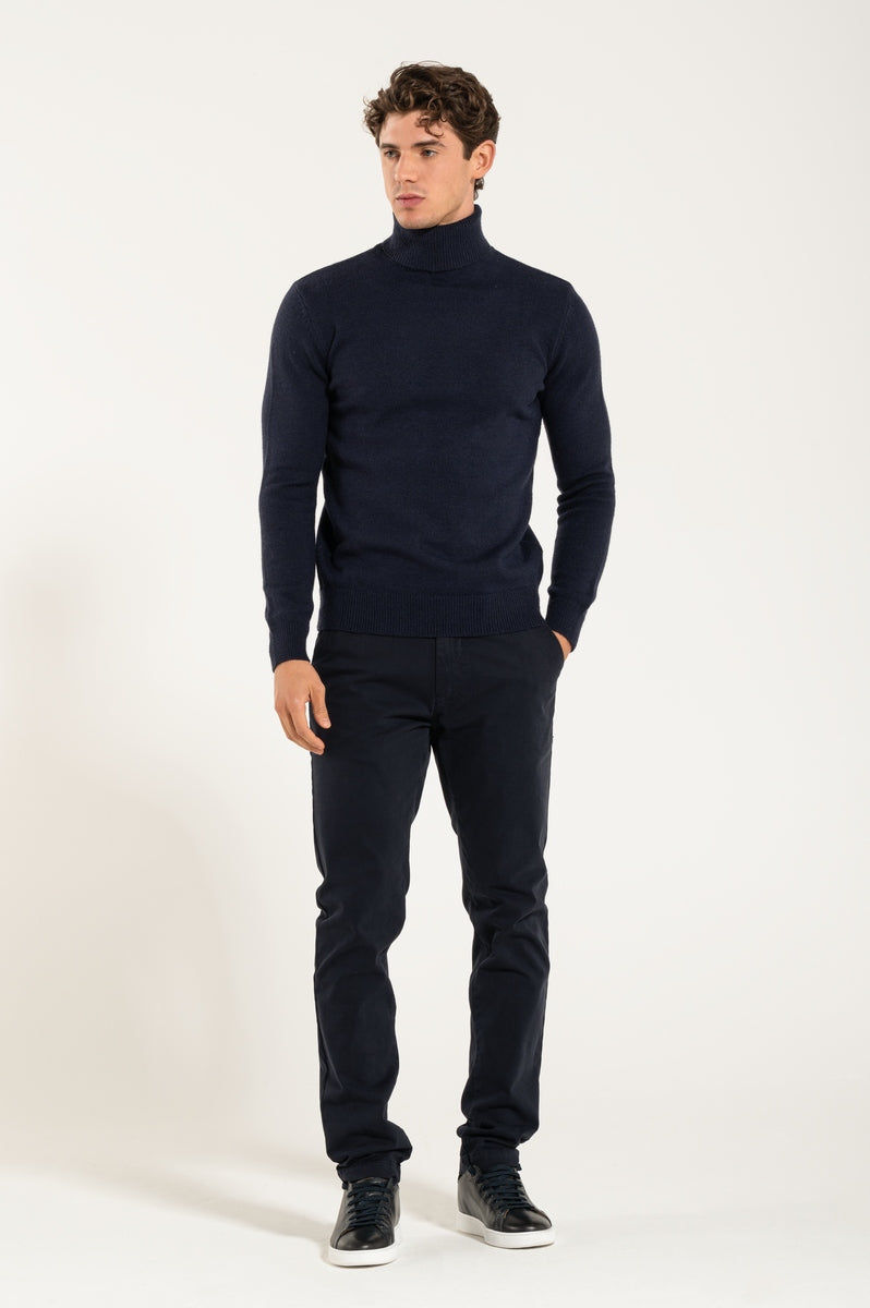 Collo Alto Blue Navy 100% Lana