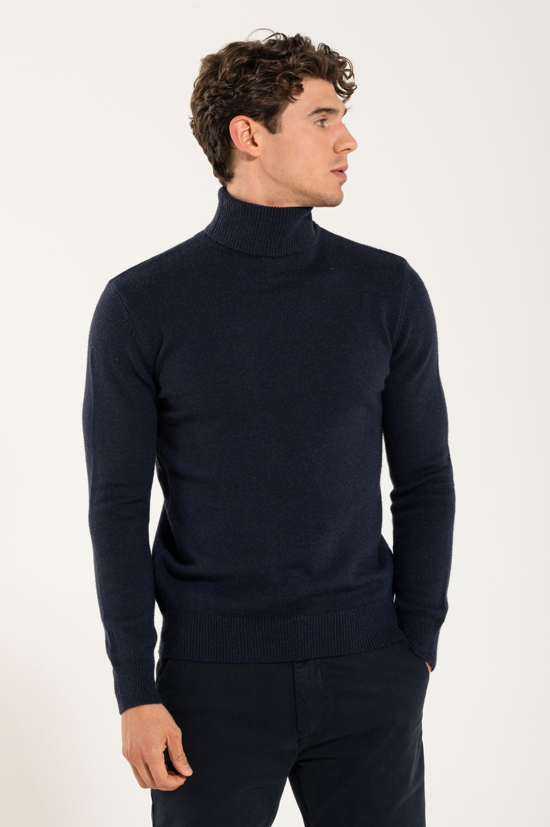 Collo Alto Blue Navy 100% Lana