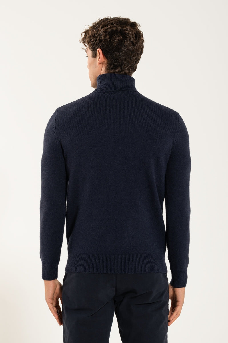 Collo Alto Blue Navy 100% Lana